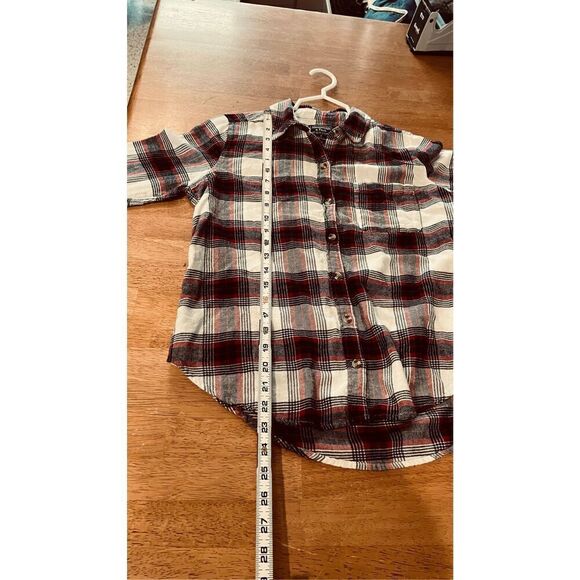 Abercrombie & Fitch Red White Black Plaid Button Down Flannel Shirt Top SZ S - Picture 3 of 10